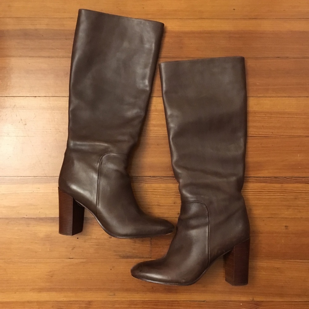 Chocolate brown leather boots